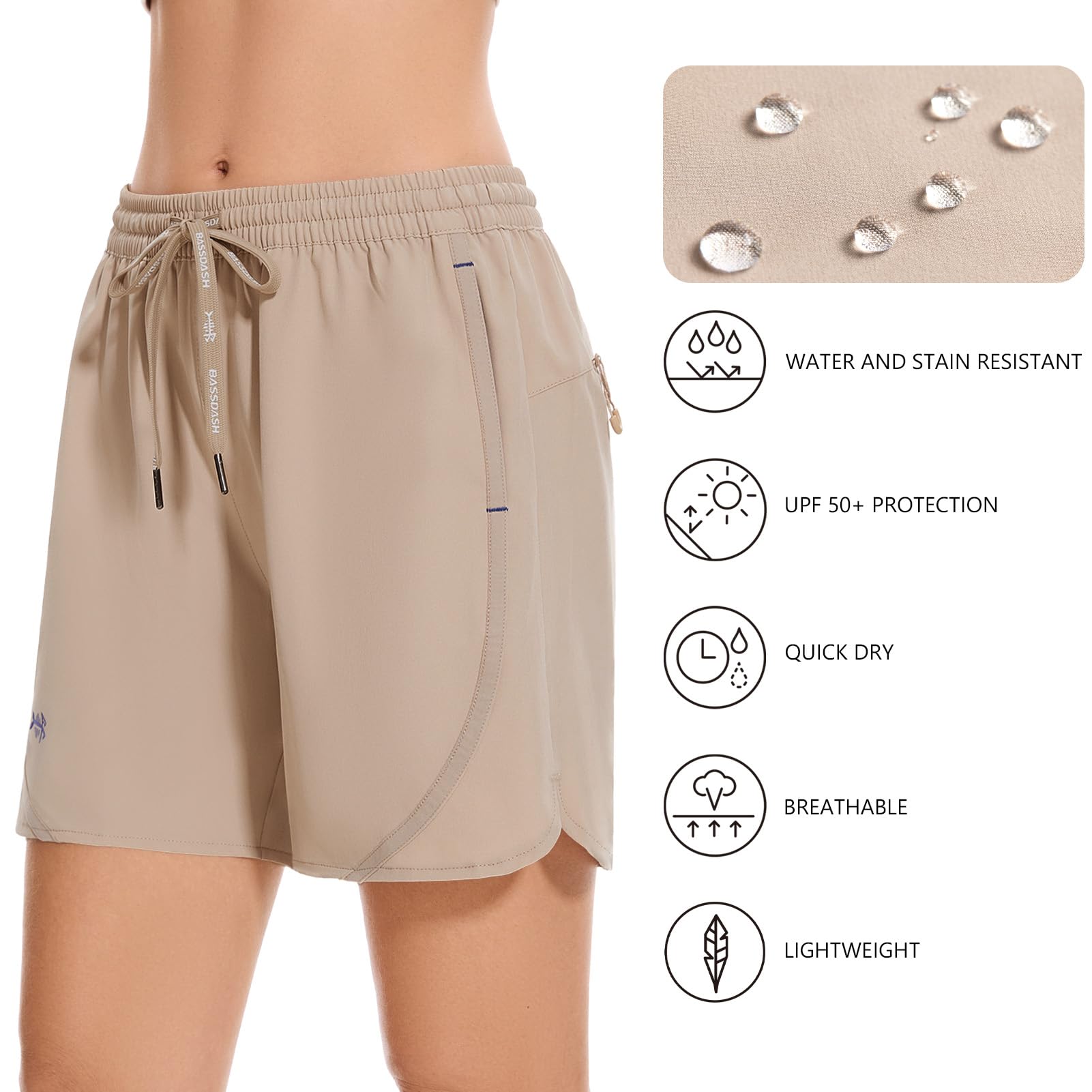 Bassdash Femme Short Randonnée 5 Pouces UPF 50+ Léger et Imperméable à Séchage Rapide avec Poches pour Camping Sport Hiking Shorts FP05W