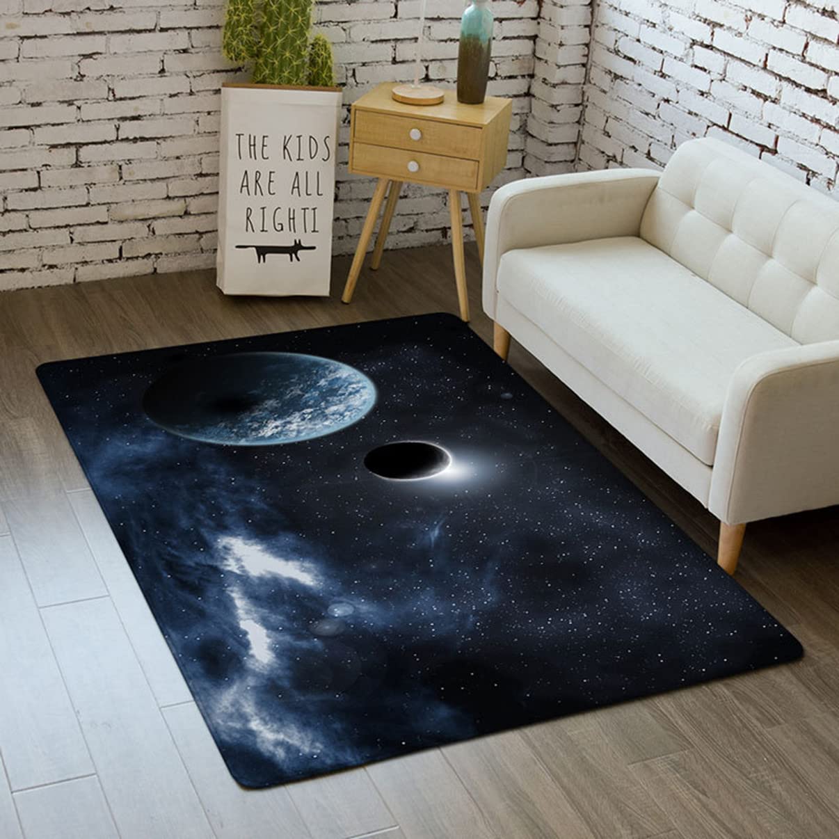 Tapis Galaxie Ciel étoilé Pour Garçons Filles Ados Univers 3D Planète Impression Tapis Chambre Salon Décoration sol Tapis Intérieur Lavable Bleu Violet Tapis Antidérapant (Coloré 5,120x160 cm)