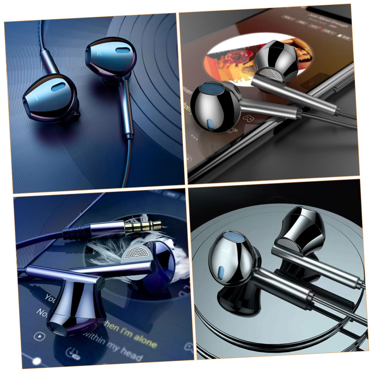 Uonlytech 3pièces Écouteurs Métalliques avec Microphone Et Basses Profondes Écouteurs De Jeu Compatibles avec Smartphones Et Pc Noir