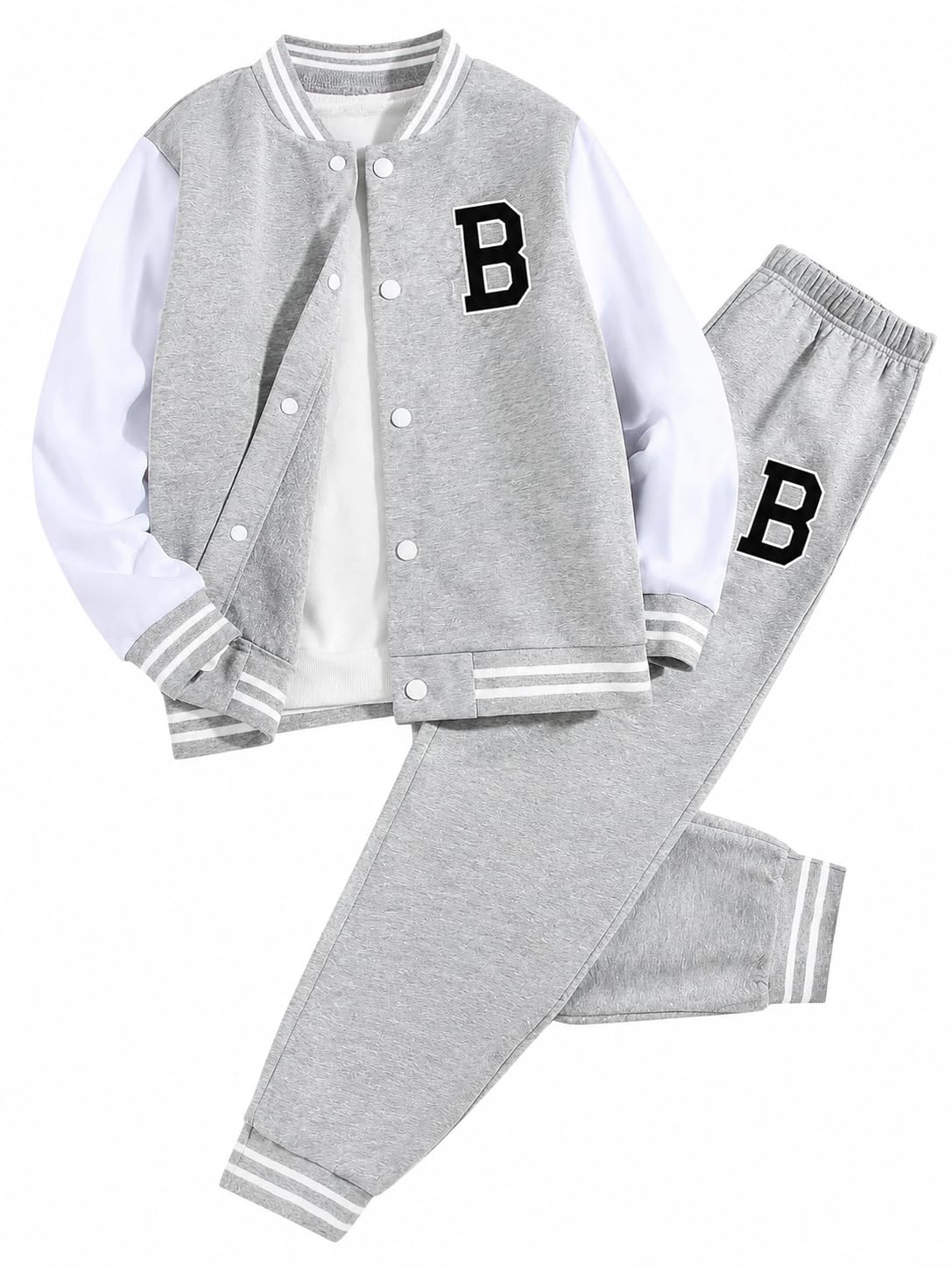 Cakaner Boys Color Block Button Down Shirt and Jogger Pants Button Up Sweatsuits Sets (Size: 5-12T)