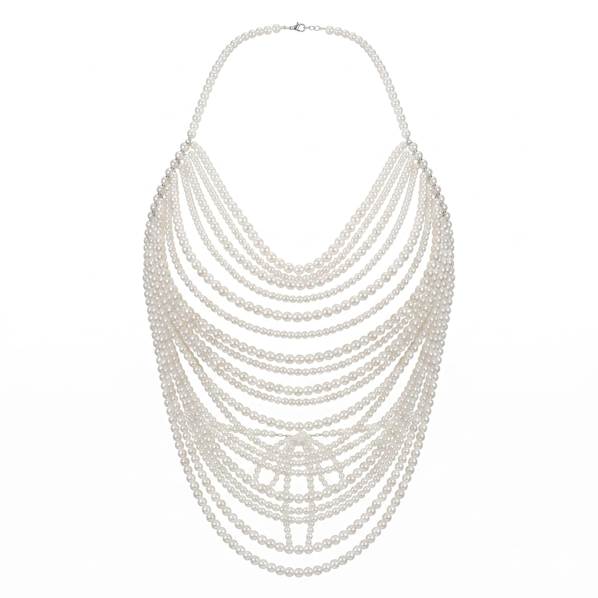 Sexy Multi-layered Tassel Pearl Chest Chain Summer Beach Beaded Harness Bra Chain Festival Rave Pearl Bralette Waist Body Jewelry for Women-image-48