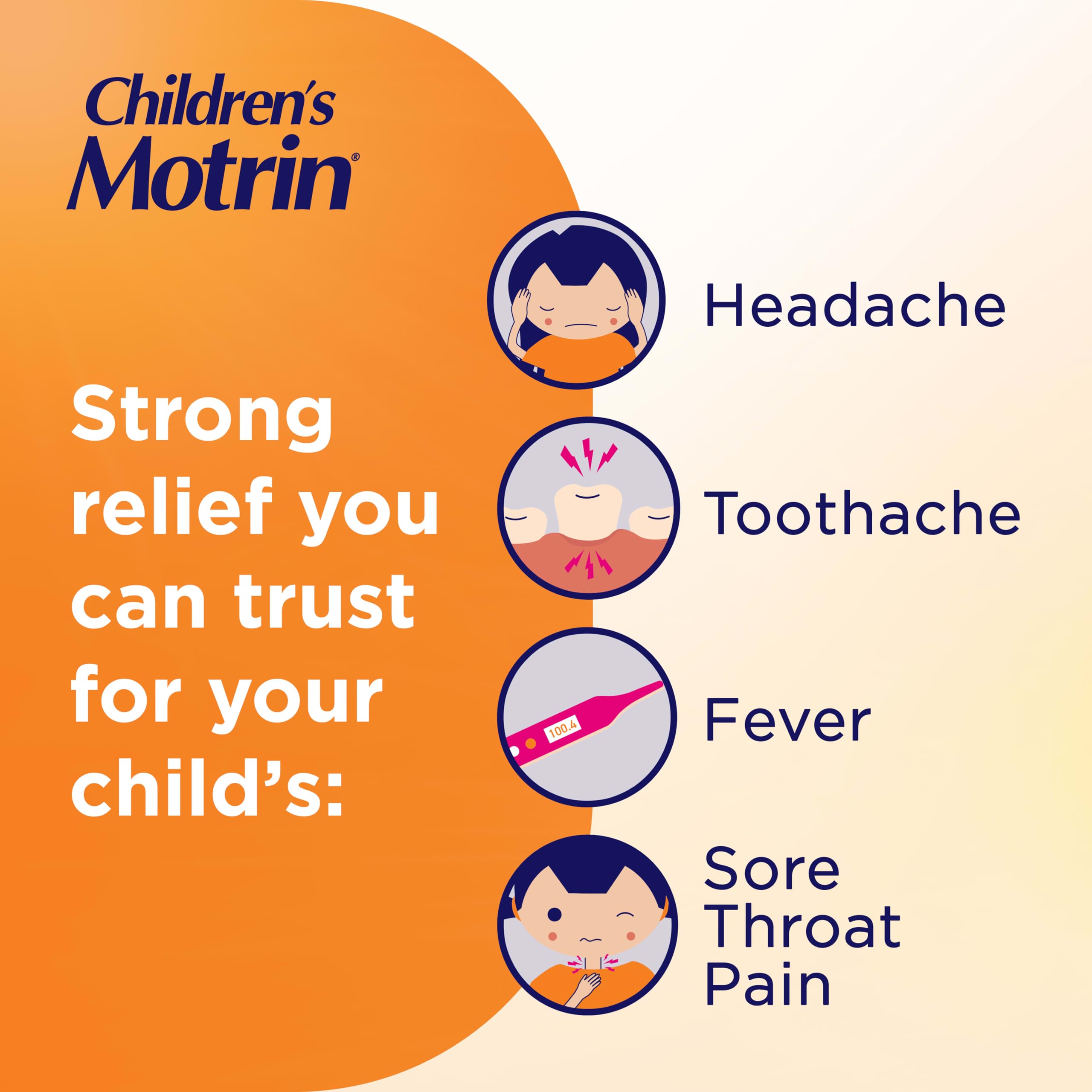 Children's Motrin Oral Suspension 100mg Ibuprofen Fever Reducer, 8 fl. oz view 2