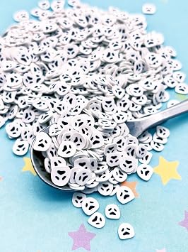 White and Black Skeleton Skull Polymer Clay Sprinkles, Spooky Halloween Fake Sprinkles for Crafts, Fake Bake, Decoden 100 gram bag