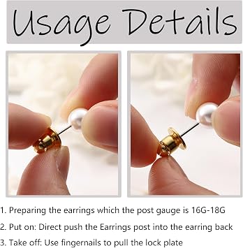 Locking Earring Backs for Studs Secure Earrings Back (Silver)