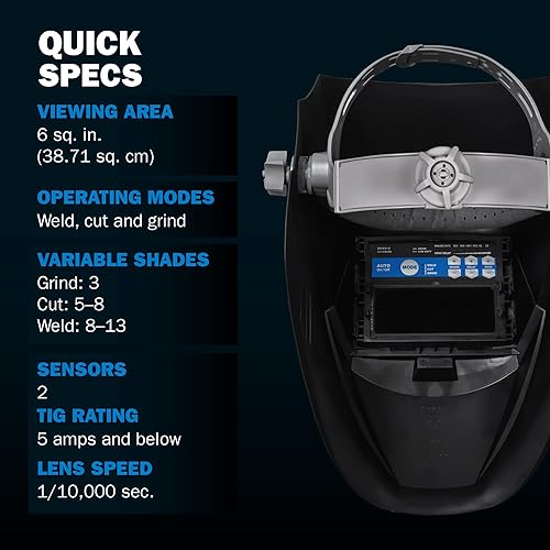 Miniatura 3 de Casco de Soldadura, con visera de 3, 8 y 12 pulgadas, color negro.