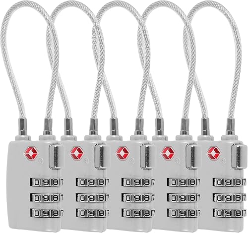 5 cerraduras de equipaje de combinación de viaje de 3 dígitos, portátil, pequeña, combinación de candados de aleación de zinc, cerraduras de maleta