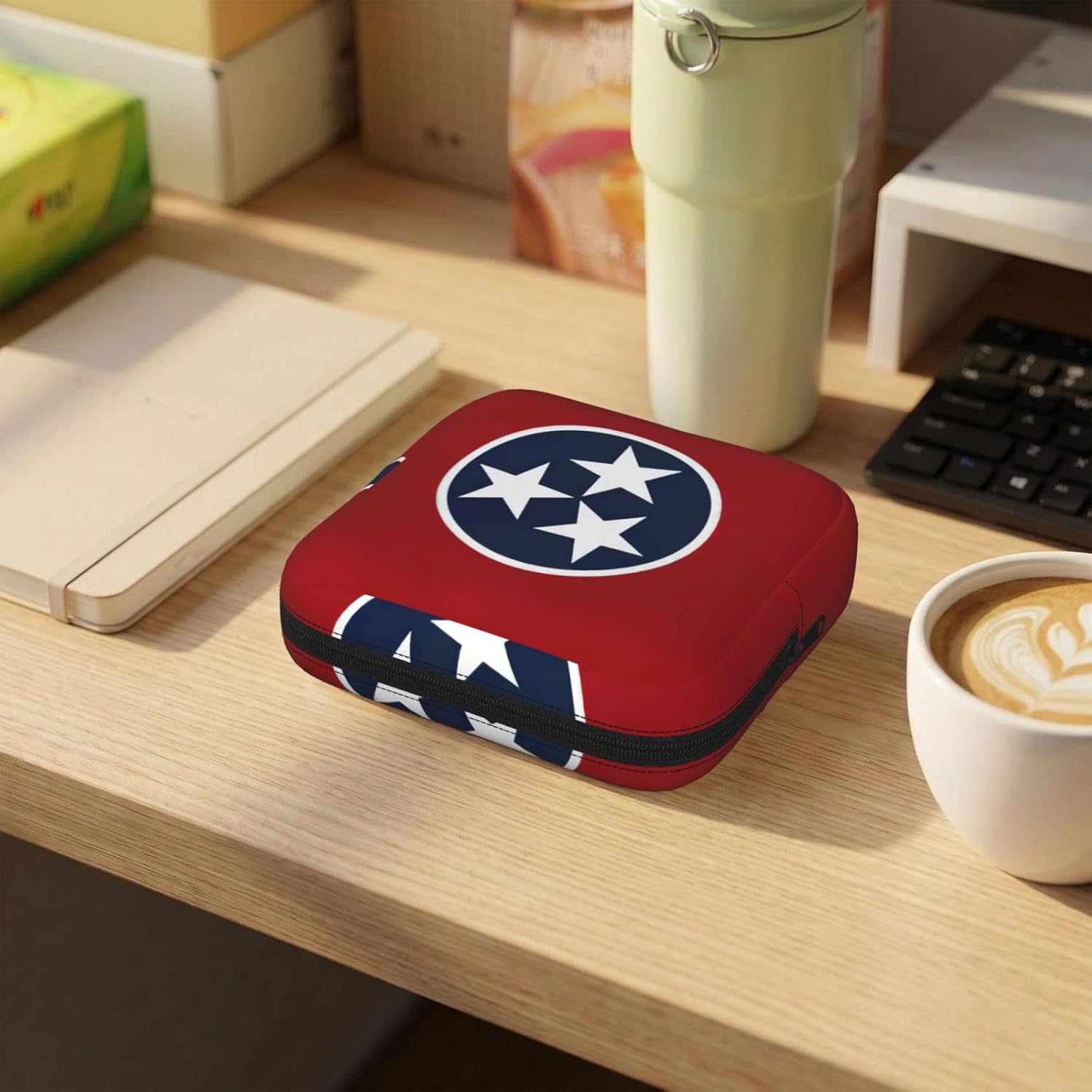 Tennessee Flag Print Women Period Bag Sanitary Pouch Portable Pad Pouch Tampon Holder Small Zipper Pouch Storage Bag