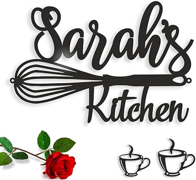 Custom Metal Kitchen Name Sign - Personalized Wall Art - Farmhouse Decor - Housewarming Gift for Mom, Grandma, Cooks, and Newlyweds - Metal Material - 12 Inches Length