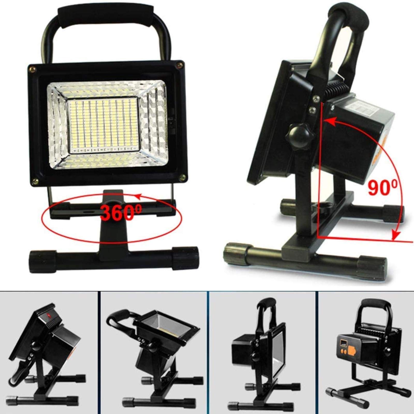 Lampada da lavoro a LED ricaricabile, proiettore portatile con telecomando, impermeabile, per esterni, alimentata tramite USB, per campeggio e sicurezza, classificazione IP65