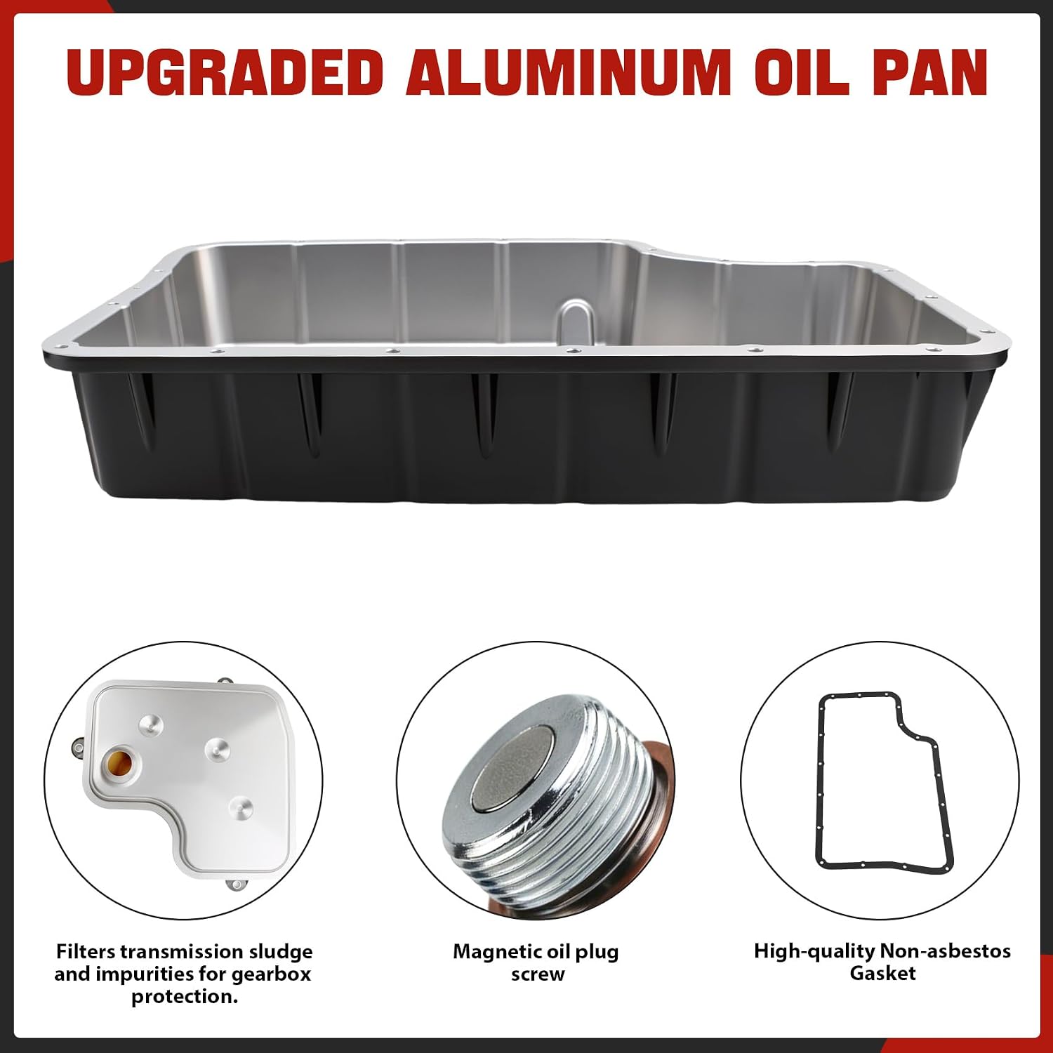 265-830 Upgrade Aluminum 6R140 Transmission Deep Pan(Brushed) Compatible with Ford F250 / F350 / F450 / F550 2011-2019 6.7L with 6R140 Transmission (black)