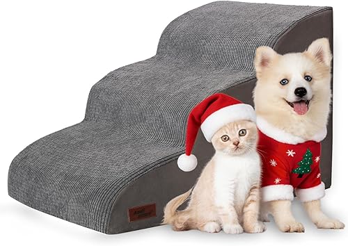 Rampa para perros para sofá o cama, escaleras para perros de 3 escalones, peldaños suaves y antideslizantes para mascotas, adecuada para perros de