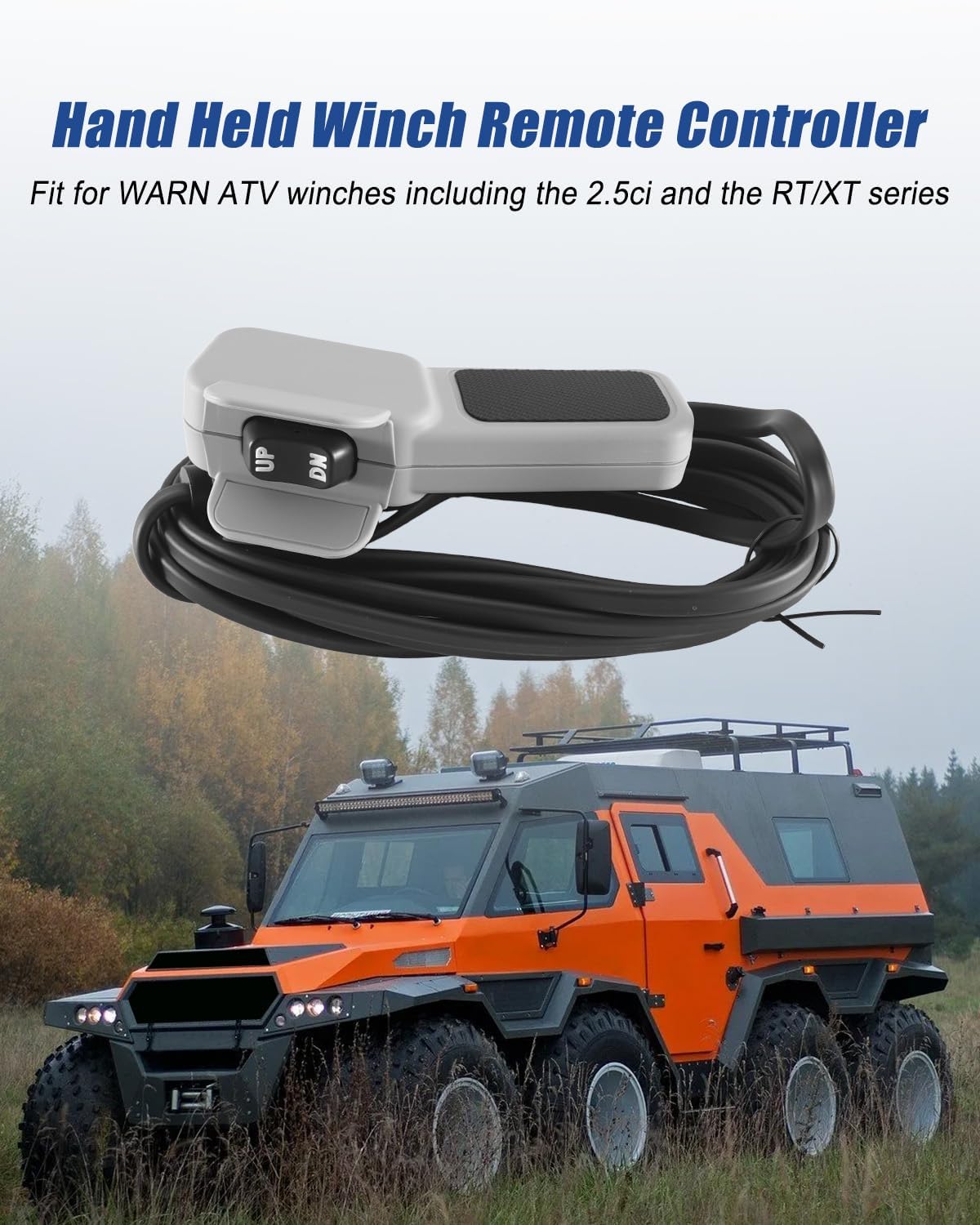 GMURA Winch Remote Hand Controller Fit for 2.5ci RT/XT Series ATV Winches, Plug-in Winch Hand Control Switch Replace 64849, with Rubber Grip Handle & 10Ft Power Cord Cable