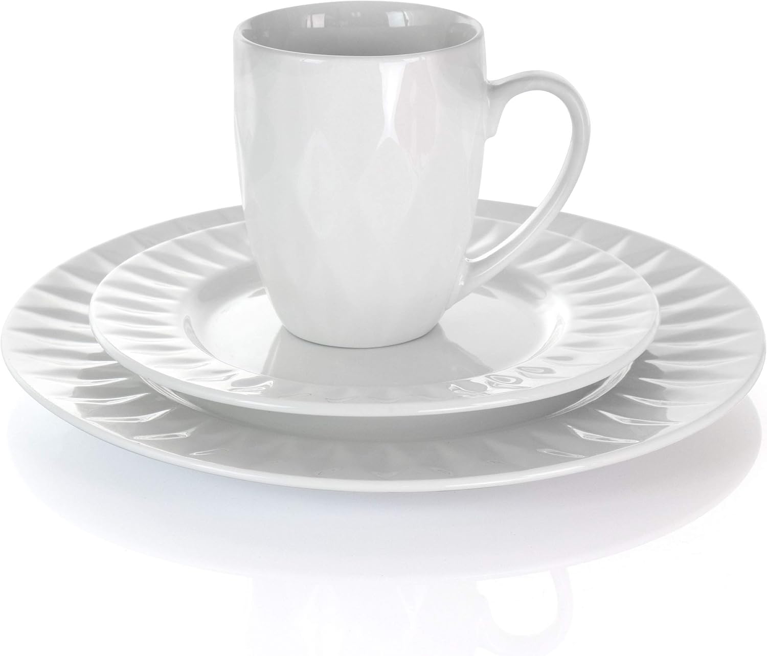Elama White Porcelain Dish Dinnerware Set, 18 Piece (Elama Glossy) - Image 3