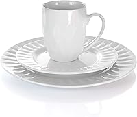 Vista 3 de Elama Juego de vajilla de porcelana blanca, 18 piezas, Sienna