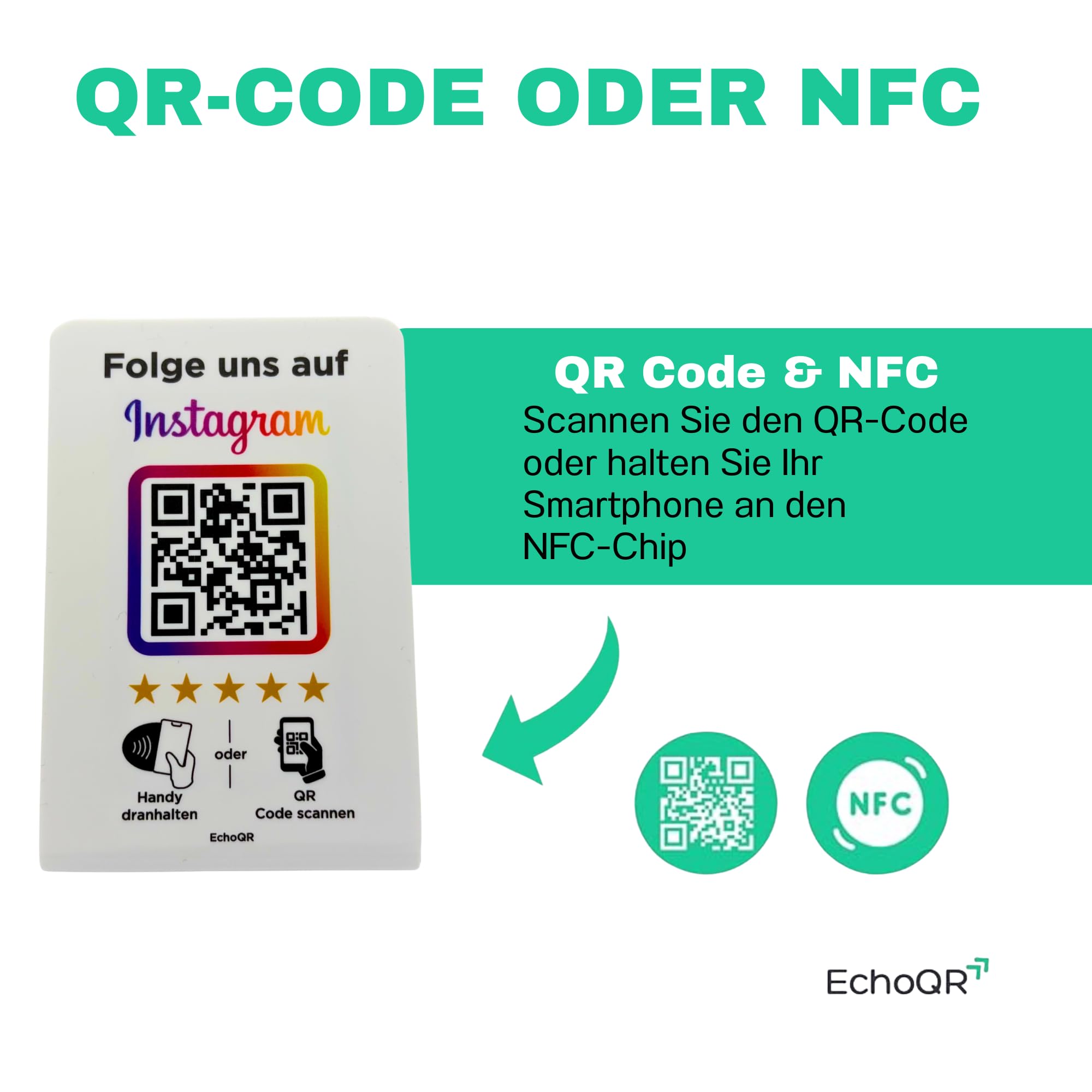 Instagram Aufsteller mit NFC & QR-Code - für mehr Follower (Weiß)