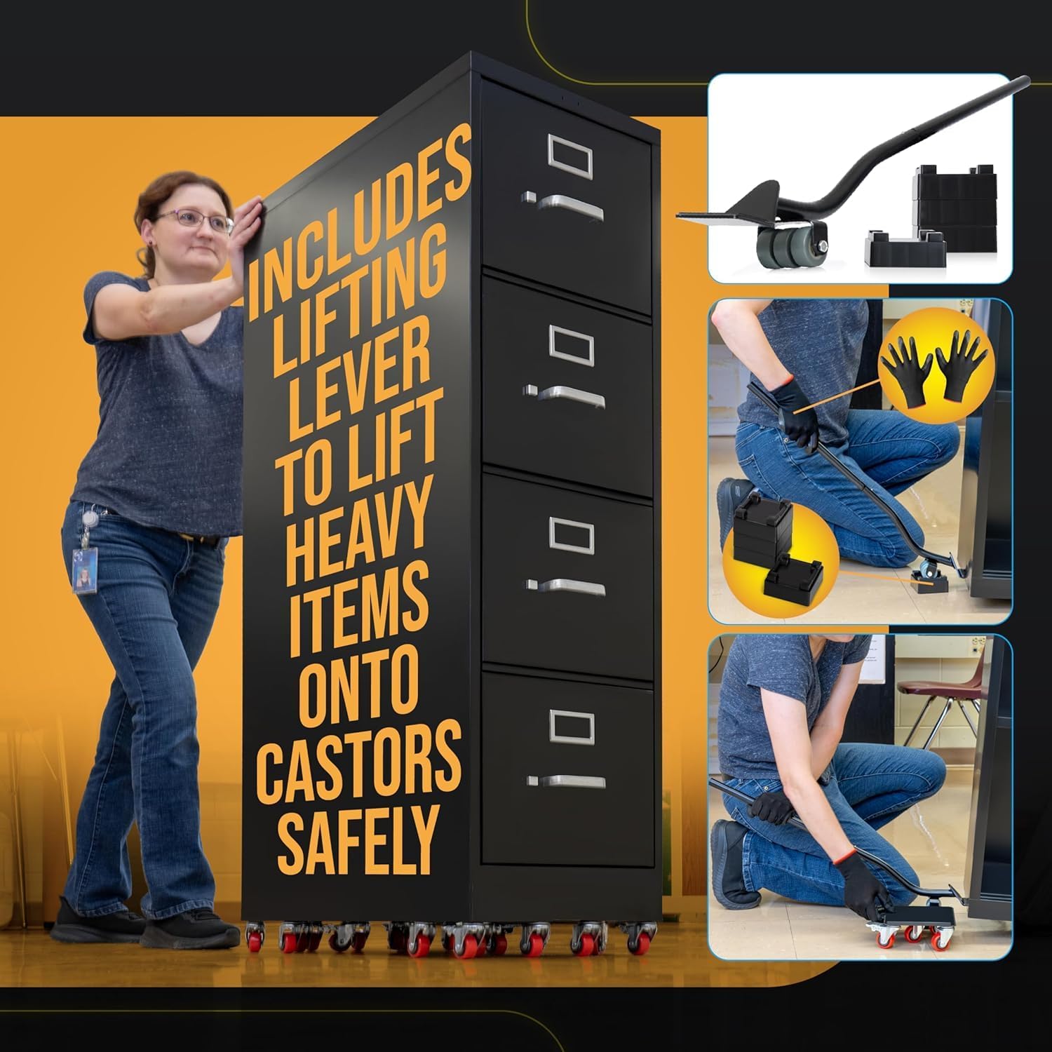 Heavy Duty Furniture Movers with Wheels Furniture Dolly Kit Moving Furniture Lift Mover Tool Set Wheels Piano Dolly Pool Table Dollies Double Bearings Locks Max Capacity 2000 lb 6.9x6.3 Black-Red