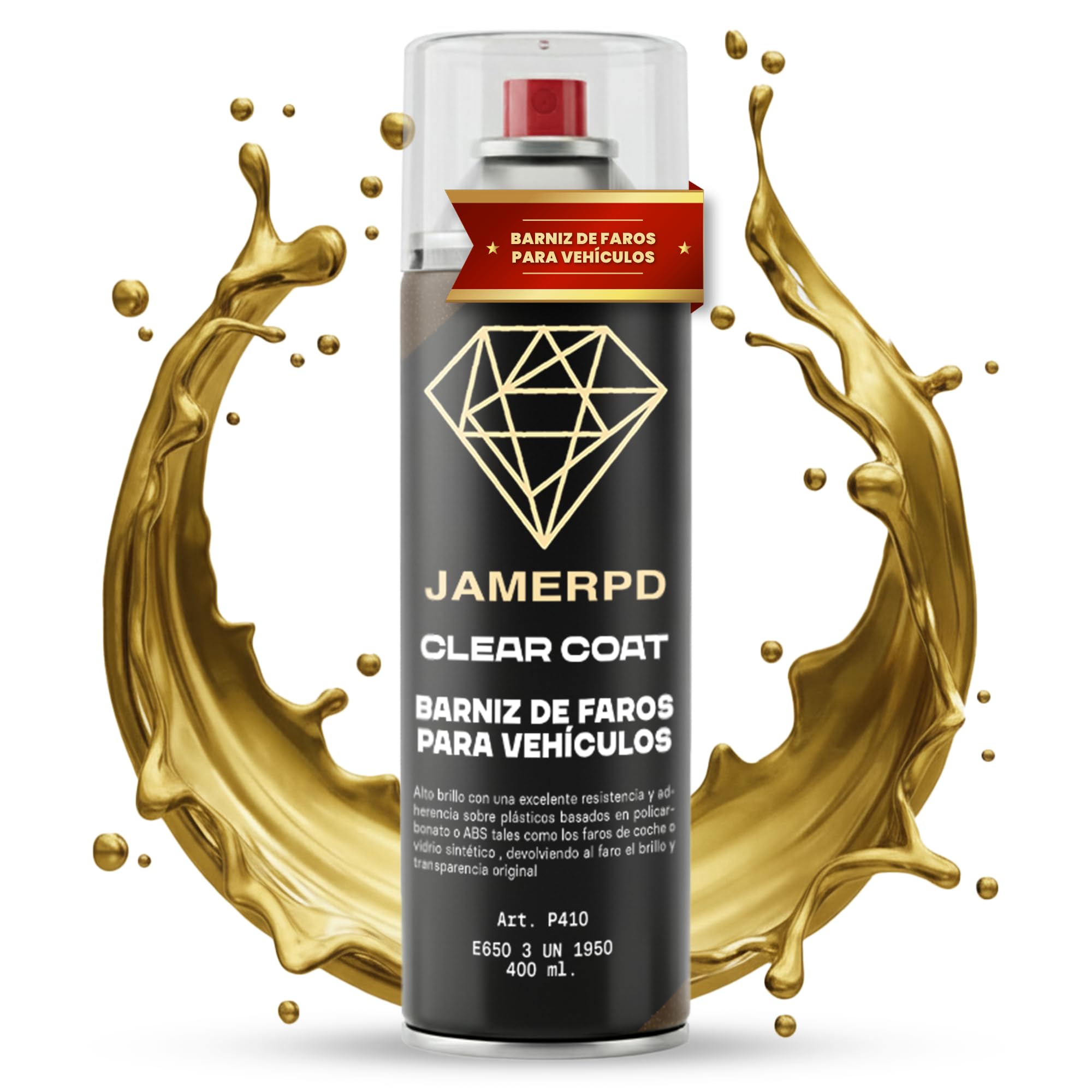 JAMERPD Pulir Faros Coche con Barniz Faros Coche - Alto Brillo y Excelente Resistencia - Adherencia sobre Plásticos - Devolviendo el Brillo y Transparencia Original de los Faros - 400 ml