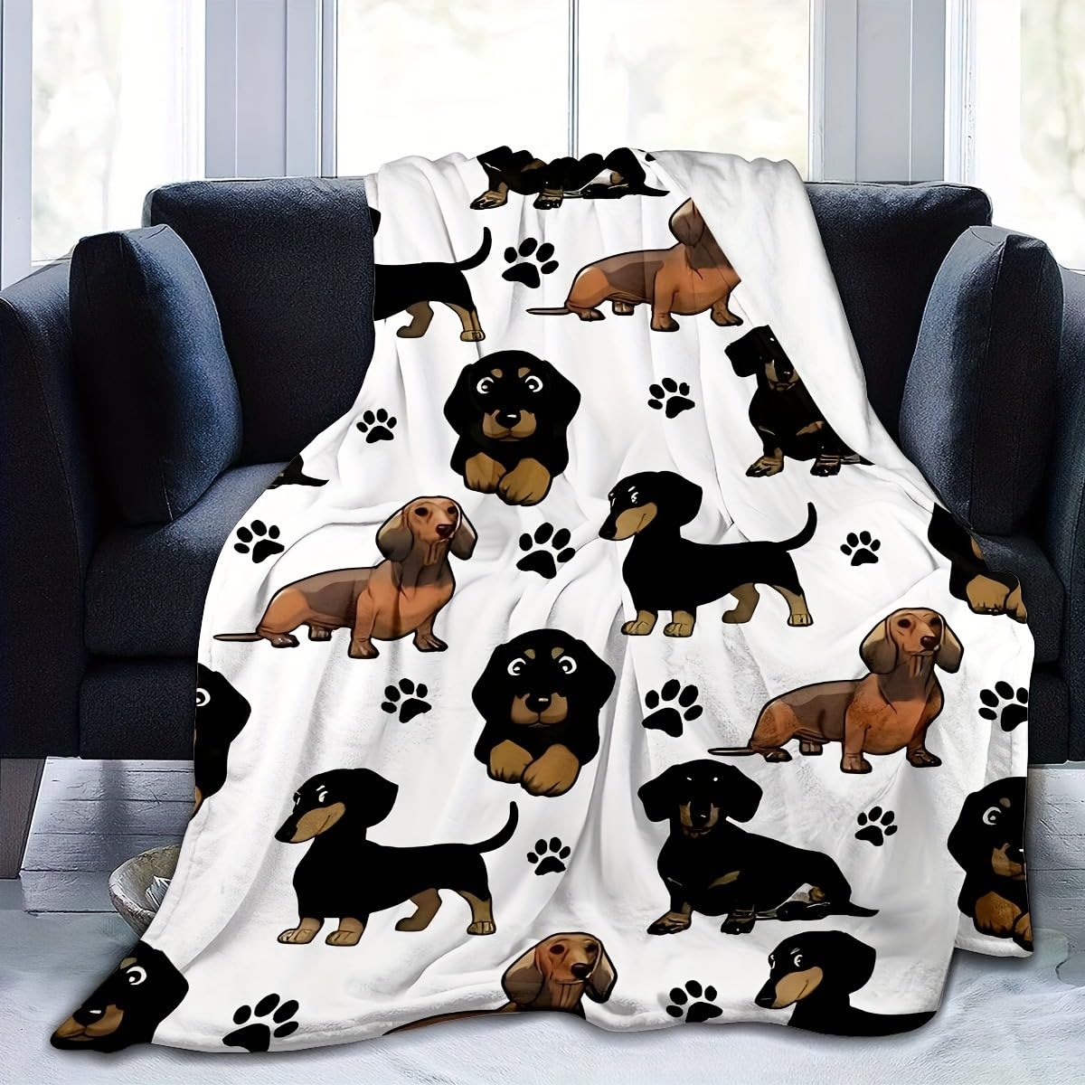Manta con diseño rústico de perro salchicha para todas las estaciones, lavable a máquina, para sofá, cama, cocina, sala de estar, decoración del hogar, 39 x 60 pulgadas