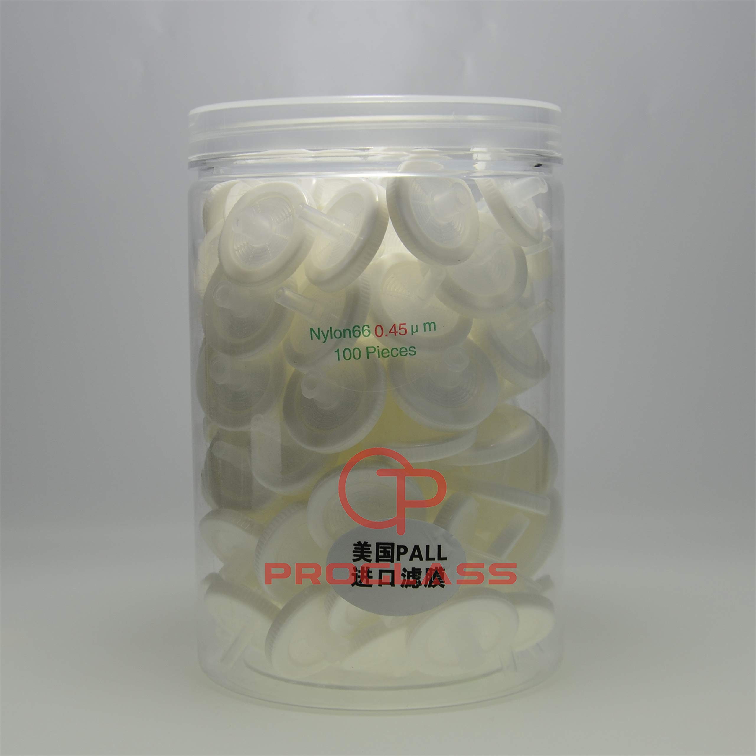 Proglass Syringe Filter 25mm 0.45um Nylon66,100pcs