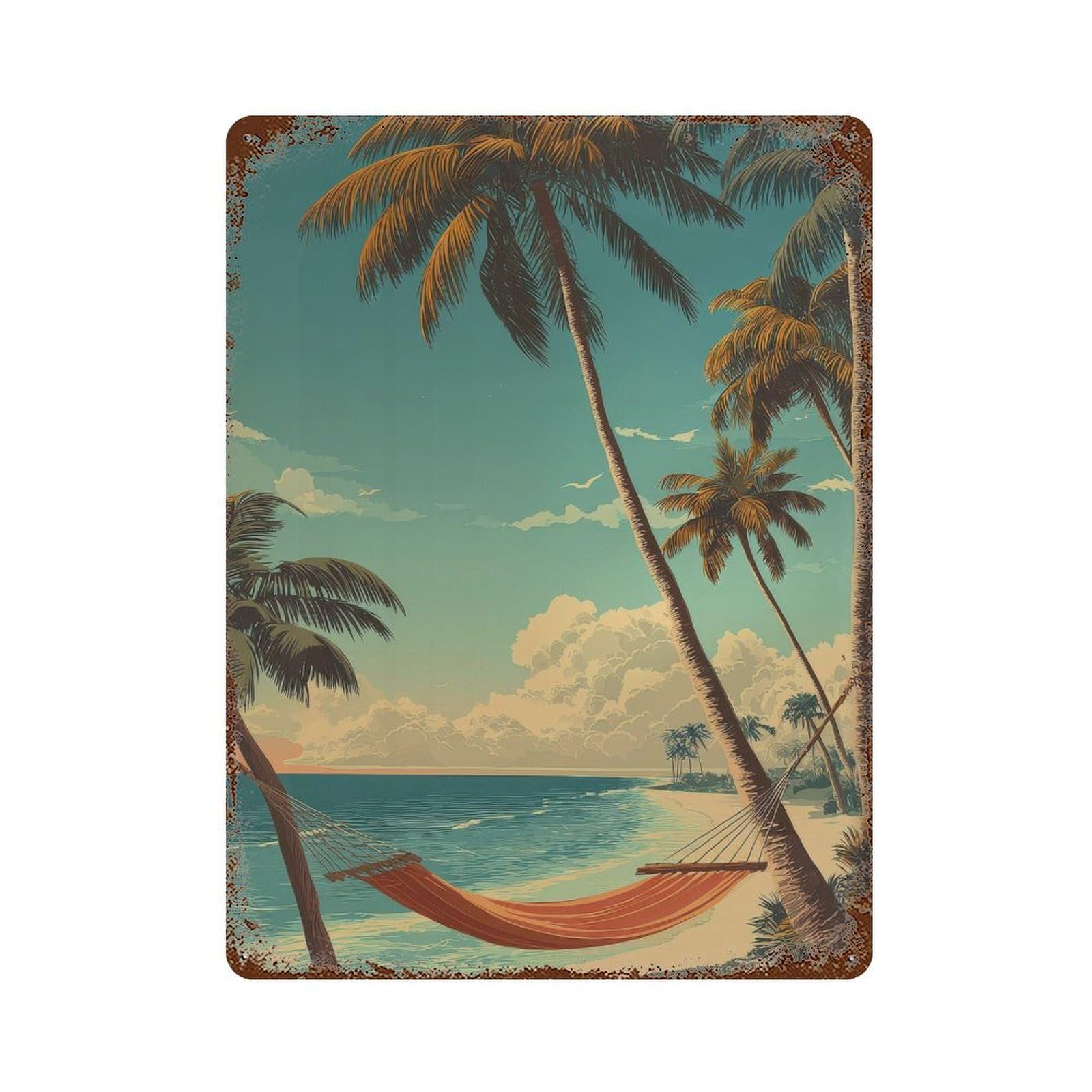 xiaoxiaoshen Tropical Palm Trees. Beach Sunset Wall Decor Art Metal Tin Poster Modern Home Decor Art Home Bar Shop Decorations Vintage Sign 40x30cm