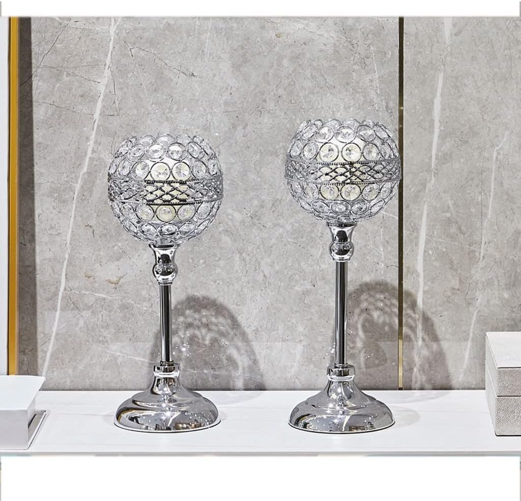 Crystal Tealight Candle Holder Candlestick Glass Pillar Candlesticks Wedding Table Centerpieces Party Home Decoration Candlestick (Color : Brass) (B)