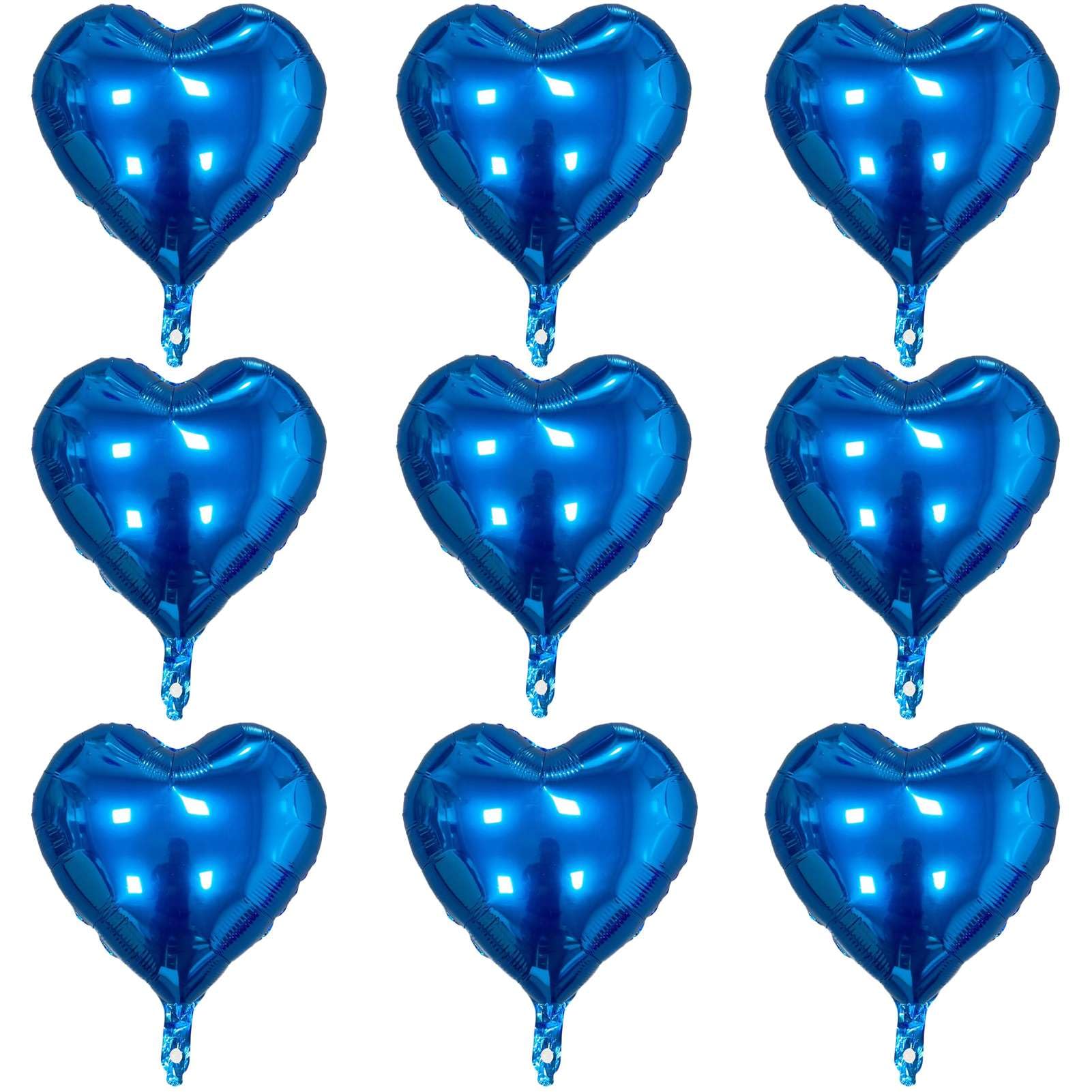 Lovoir 10 Pcs Vibrant Blue Heart Shape Foil Mylar Balloons 18 Inch Love Balloons for Valentine's Day Birthday Party Decorations Wedding Engagement