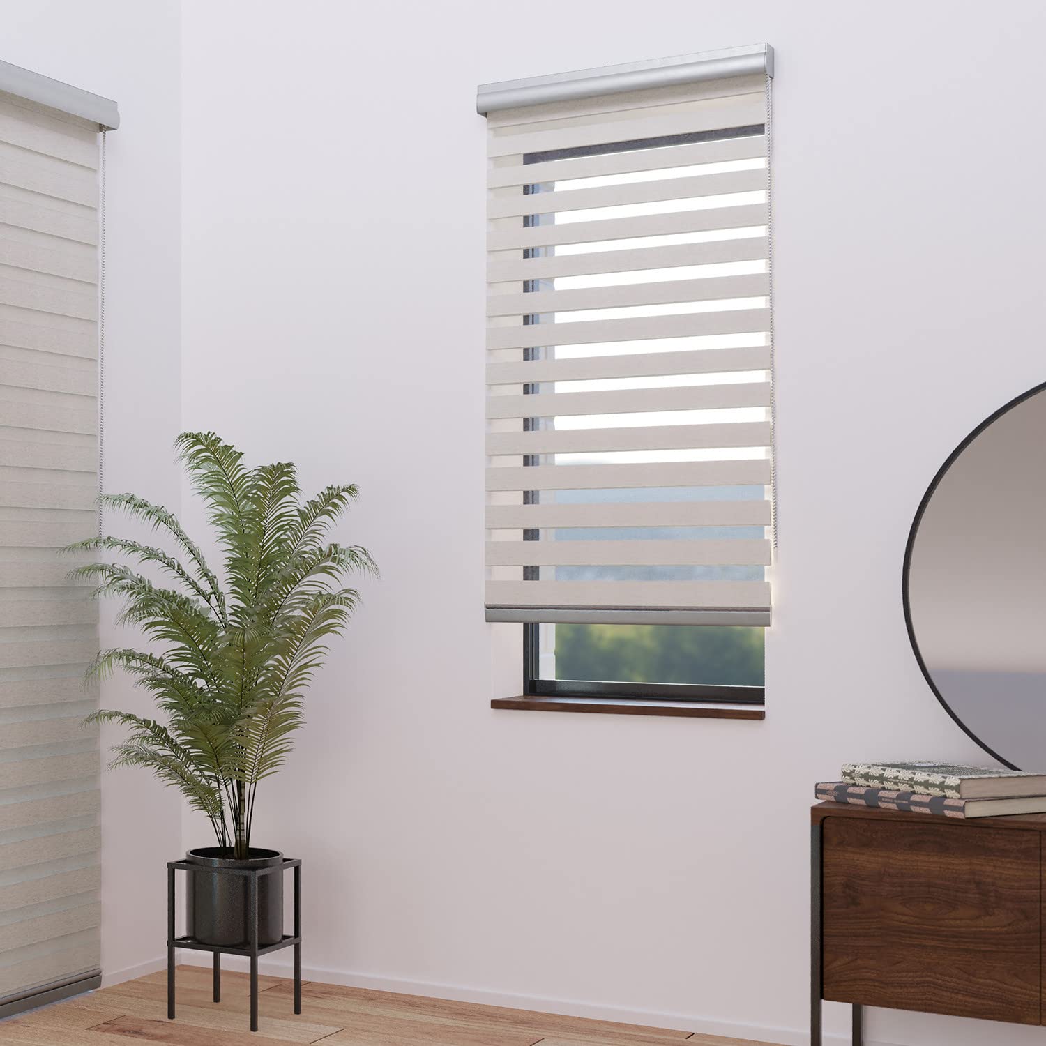 Store enrouleur jour nuit alutech lin L103 x H250cm pour sublimer votre salon