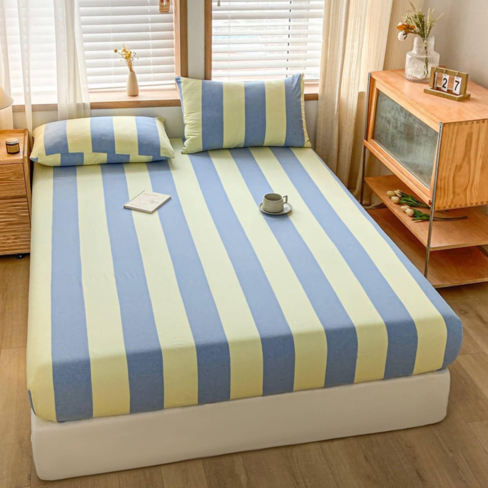 Drap lit 1 personne 90x200 avec housse protection matelas coton