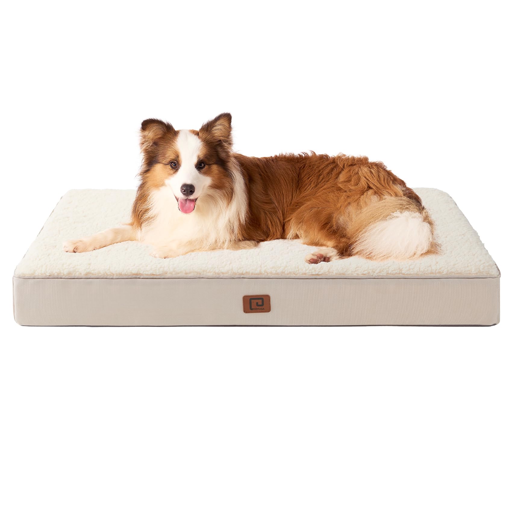 EHEYCIGA Orthopedic Extra Large Dog Bed Mattress XL with Removable Washable Cover for Crate, Camel, 104x68x9cm โ image 1