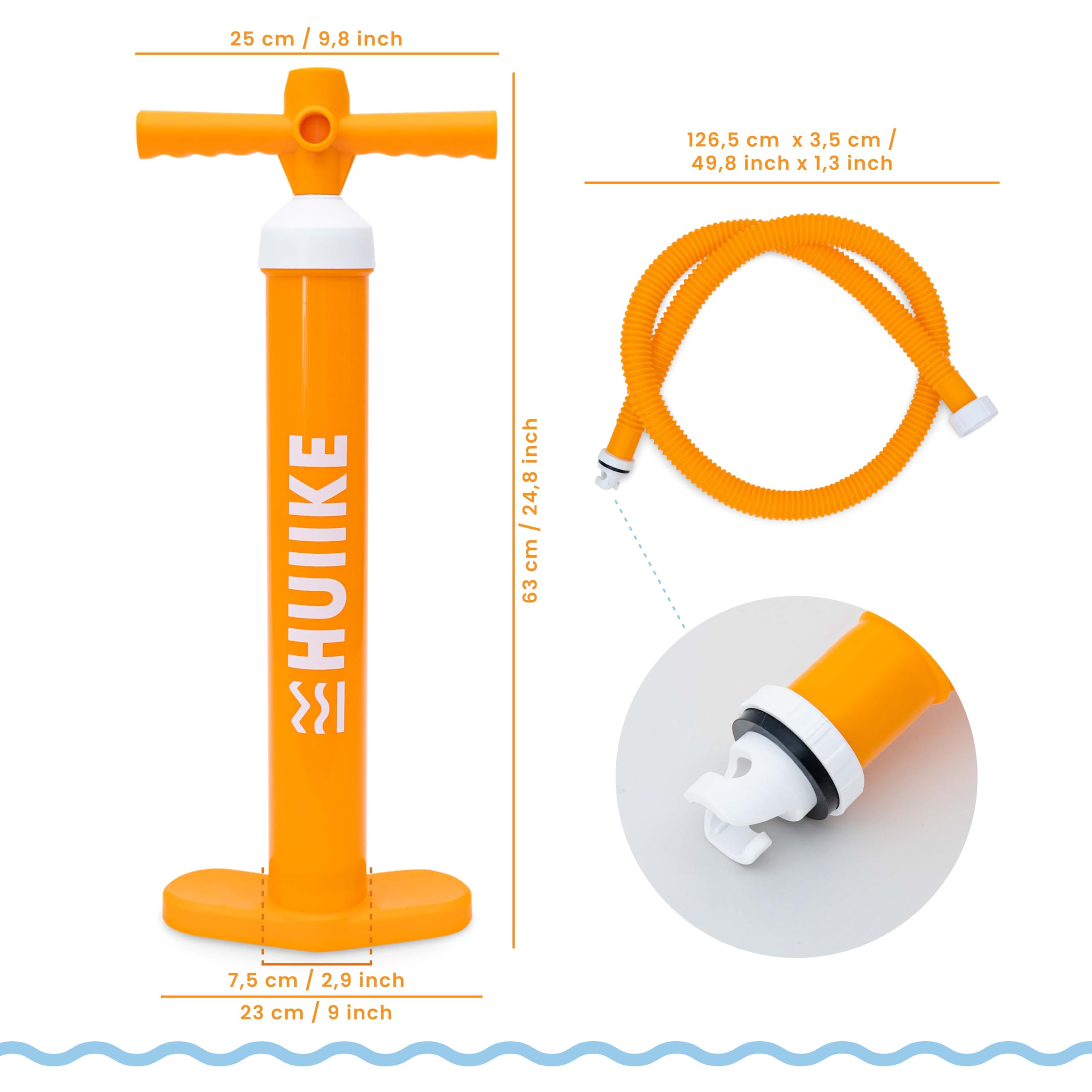 HUIIKE Paddle Board Pump Manual with Double Action Sup Hand Pump of 15 PSI, Stable Handpump for Paddleboarding, Paddleboard Handpump | Paddle Board Accessories for Inflatable Stand Up Paddleboard