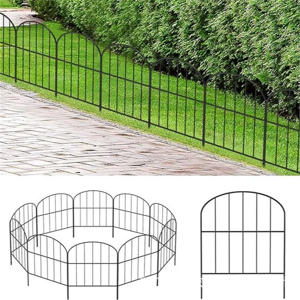 10 Pack Decorative Metal Garden Fence Rustproof Animal Barrier Border Fencing for Small Dogs Outdoor Yard Lawn Flower Bed