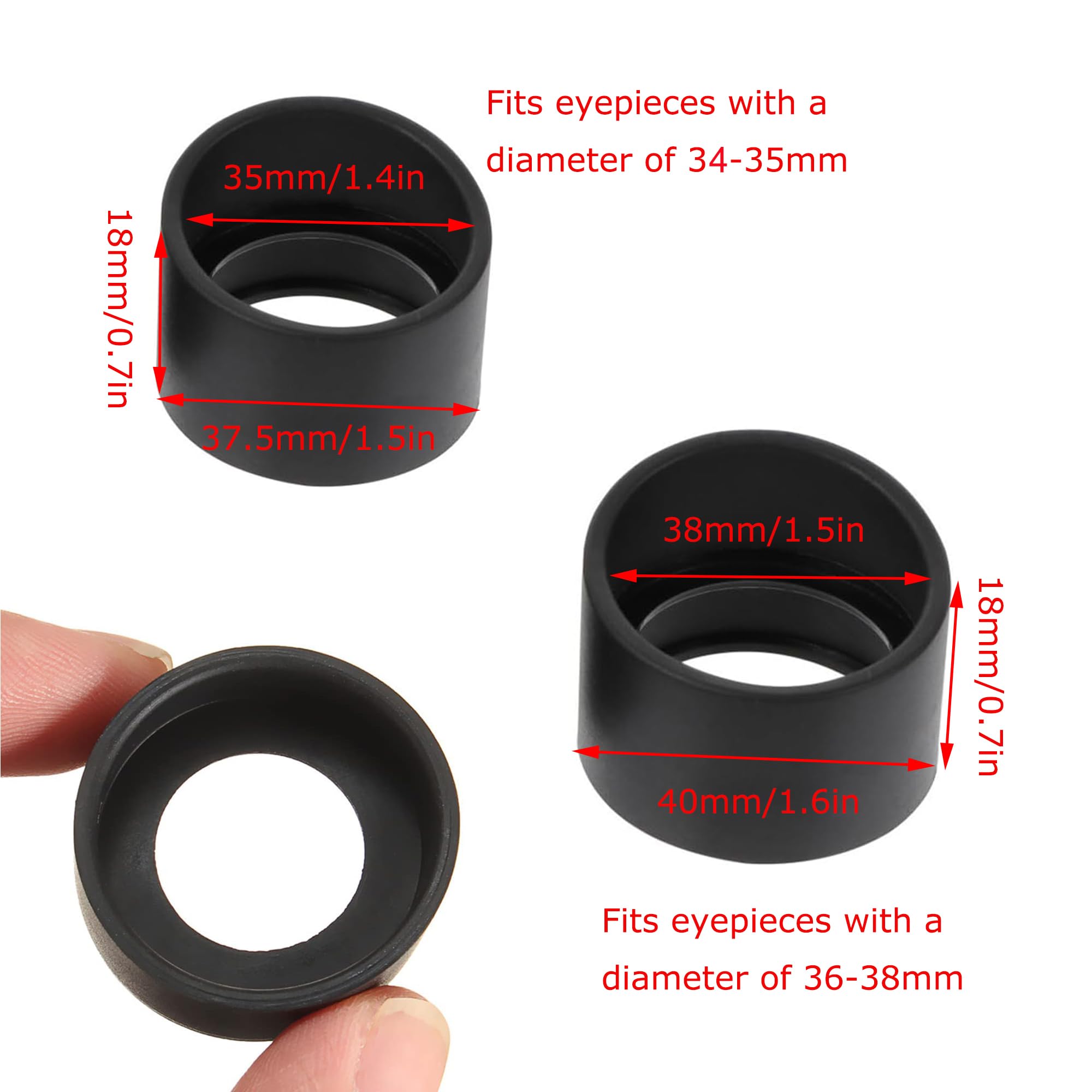 4 PCS Copas de Goma para Ocular 34-38mm Protector Ocular de Goma Suave para Ocular Cubierta de Goma para Ocular para microscopio estereoscópico Goma Suave ángulo Plano (34-38mm)