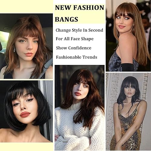 Miniatura 6 de Flequillo con clip, 100% cabello humano, extensiones de cabello con clip, flequillo con clip, extensiones de cabello con flequillo con sienes, para