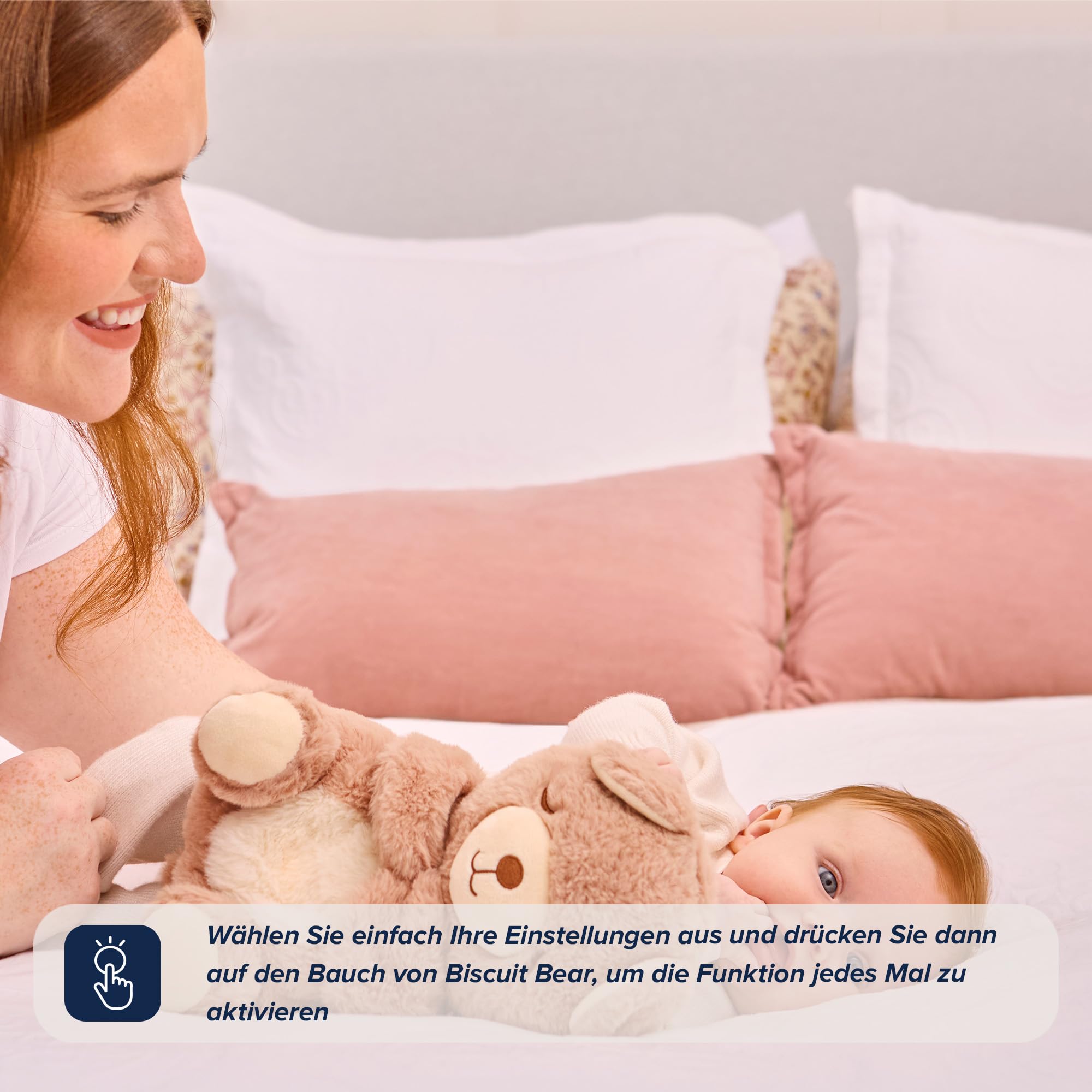 Nuby Mein Beruhigender Kuschelbär – Gute-Nacht-Kuscheltier – Musik- und Leuchtendes Baby-Nachtlicht – Kuscheltier mit Weißem Rauschen – Geschenk zur Geburt für Jungen und Mädchen, Neugeborene