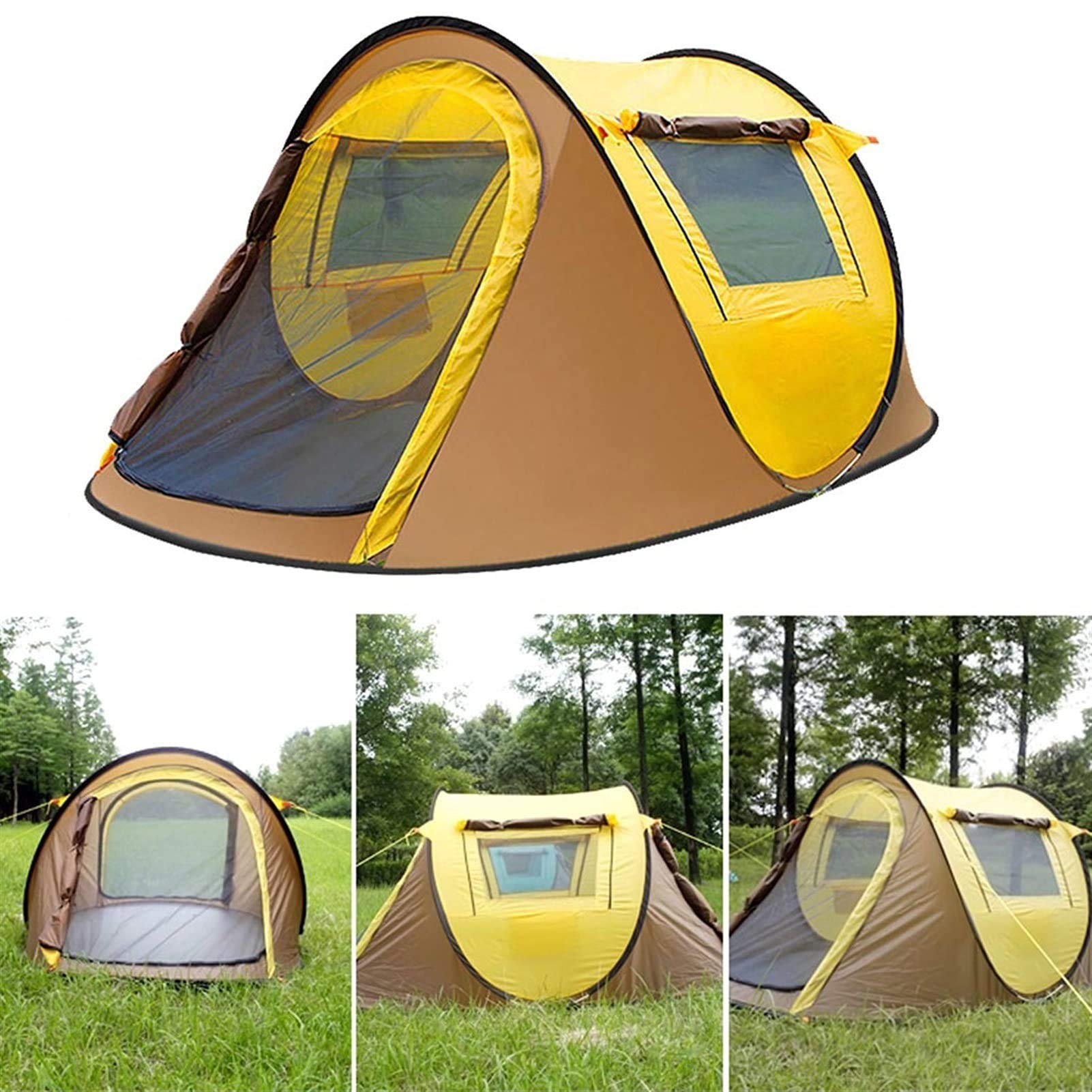 Tienda Automática Pop Up Cent Tent Outdoor Camping Tent 3-4 Personas Tienda portátil Tienda instantánea Impermeable a Prueba de Viento para Caminar al Aire Libre