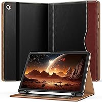 OKP PU Leather Case for Samsung Galaxy Tab A9+ A11+ 11 Inch 2024/2026 - Folio Cover with Stand, Auto Wake/Sleep, Stylus Holder (Black+Brown)