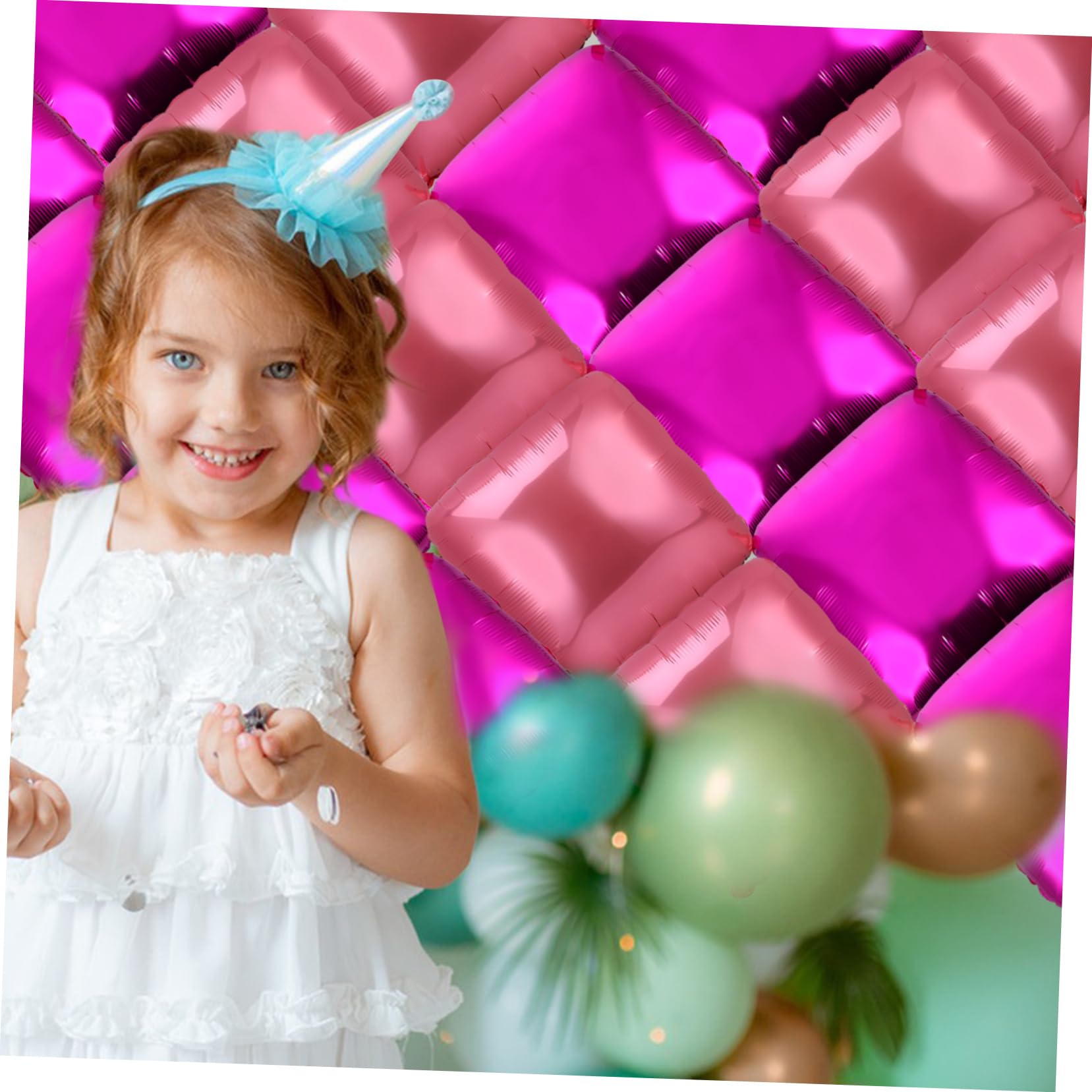 HANABASS 50 Piezas Globos de Aluminio con Cinta para Fondo de Fiesta Globos Cuadrados Inflables Decoración de Fiestas para Shower