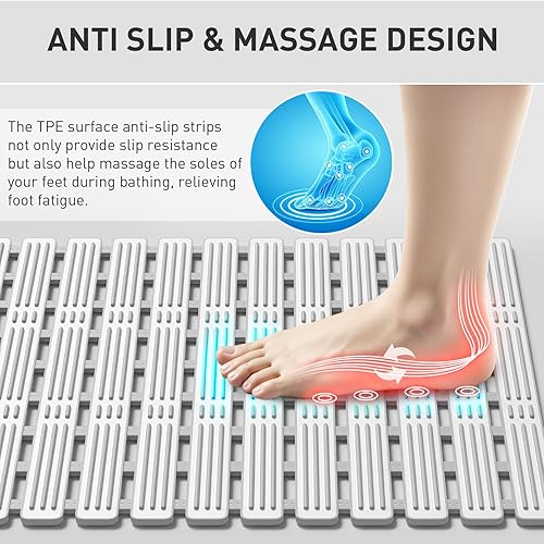 Miniatura 5 de XIYUNTE Tapete de ducha antideslizante para bañera  27 x 16 pulgadas, tapete de ducha antideslizante para ducha interior, tapete de bañera con