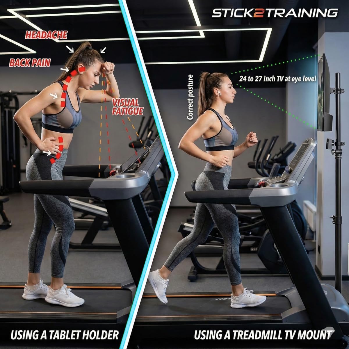 Extra-Tall TV Stand Mount for Treadmills & Walking Pads | Fits 24–32” Screens | Adjustable to 72” | Train Longer. Watch What You Love.