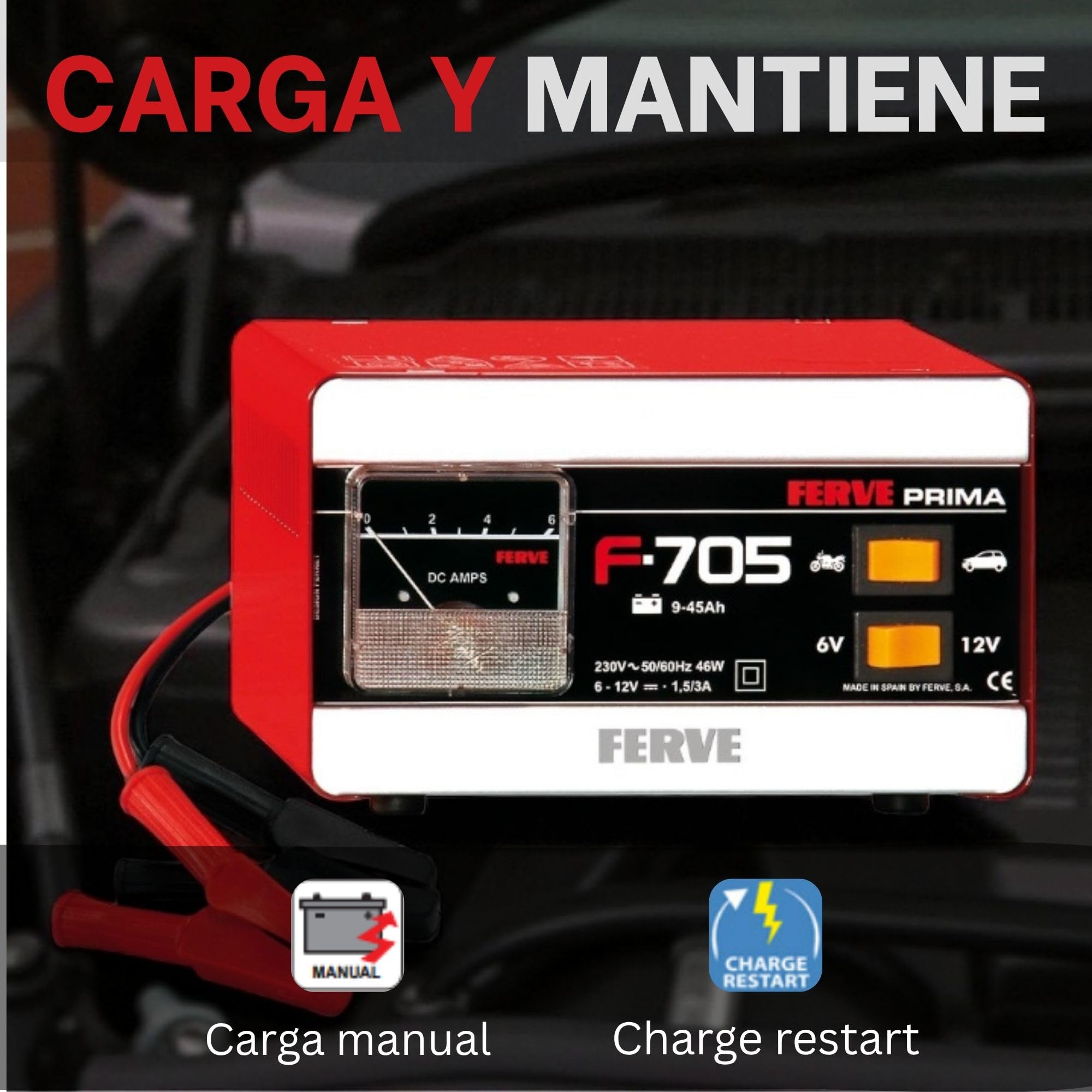 Ferve F-705 Cargador de Baterías de Plomo Ácido