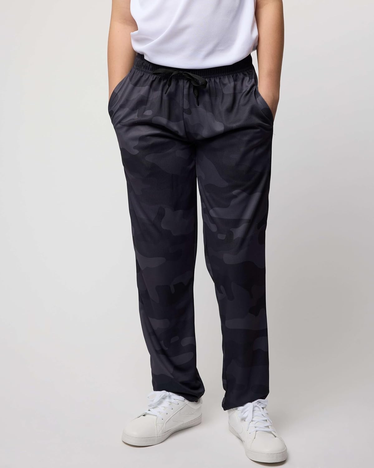 Real Essentials 3 Pack: Boys' Mesh Open Bottom Active Sweatpants with Pockets & Drawstring