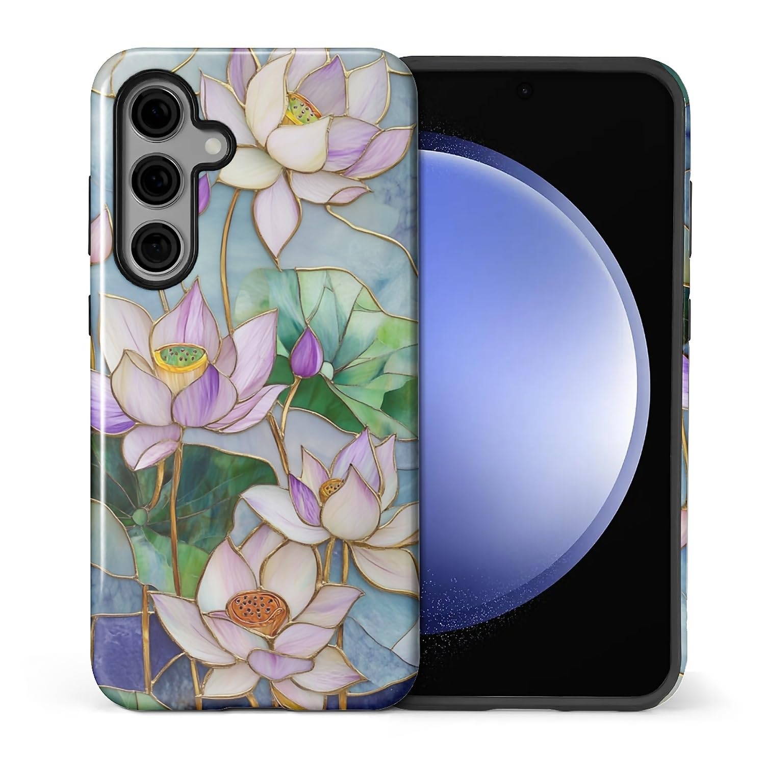 CARLOCA Compatible with Samsung Galaxy S25 Full Body Protective Glossy Case for Girl Boy Shockproof Fashion Esthetics Pattern Stained Glass Purple