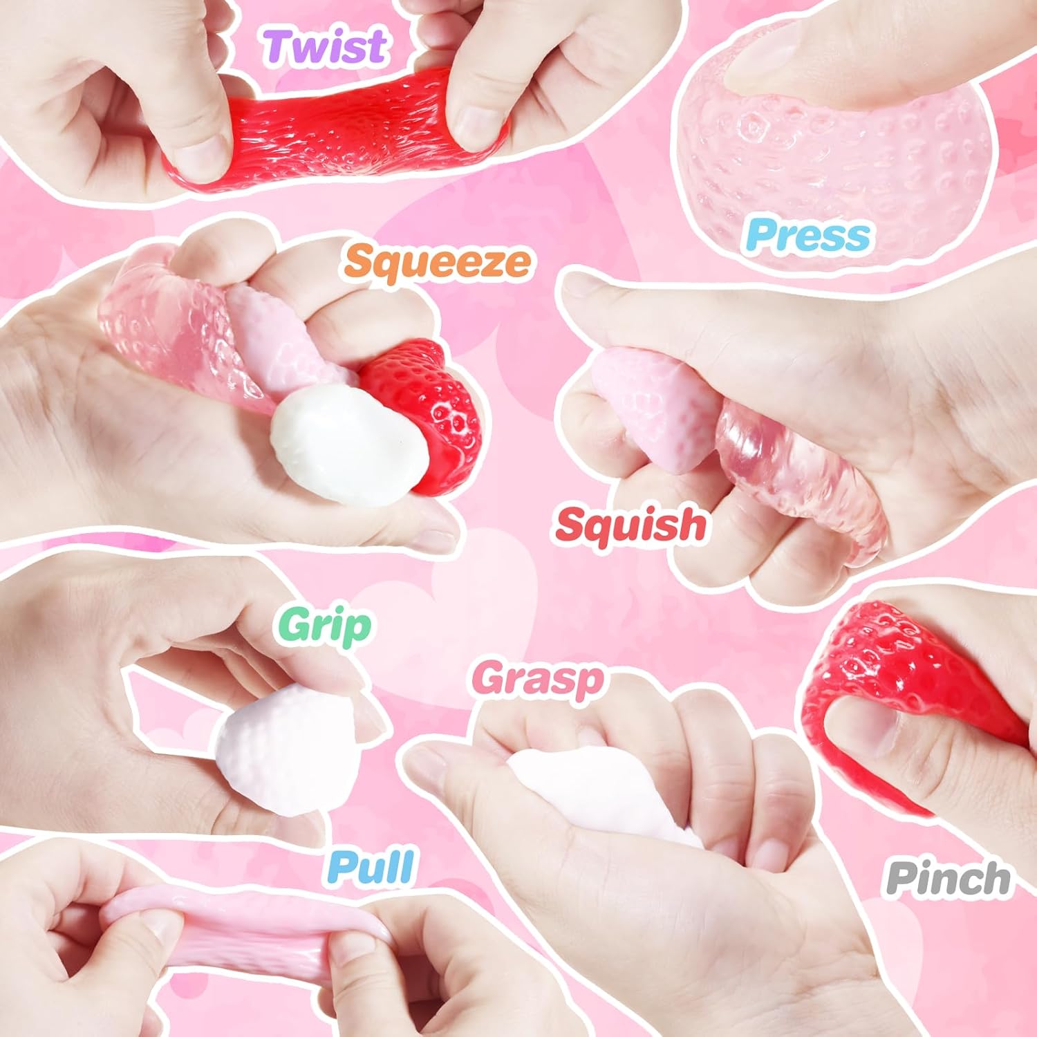 28 Pack Strawberry Taba Squishy - Cute Strawberry Squeeze Toys, Fruit Squishies, Kawaii Sticky Stress Toy for Kids Class, Classroom Exchange Gifts with Cute Strawberry Stress Balls, Party Favors