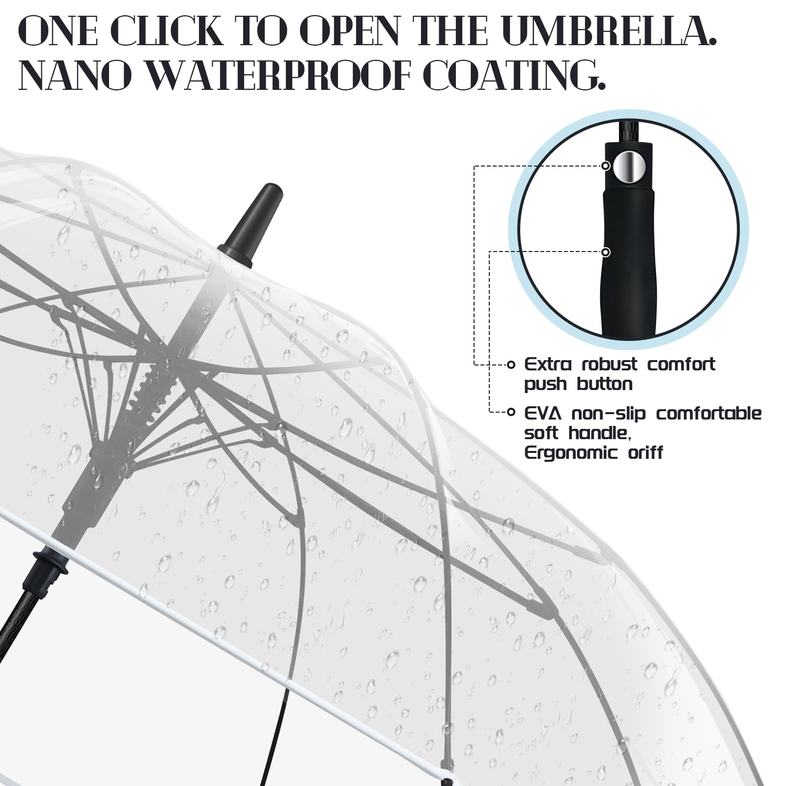 Weewooday 2 Pezzi Ombrelli Trasparenti Grande XXL Automatico Elegante con Pulsante Ombrello da Sposa Antivento Impermeabile para Partner