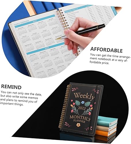Miniatura 6 de NOLITOY Agenda de 2 piezas de calendario 2022, agenda semanal para lista de tareas, bloc de notas, bloc de notas de tema, planificador diario,