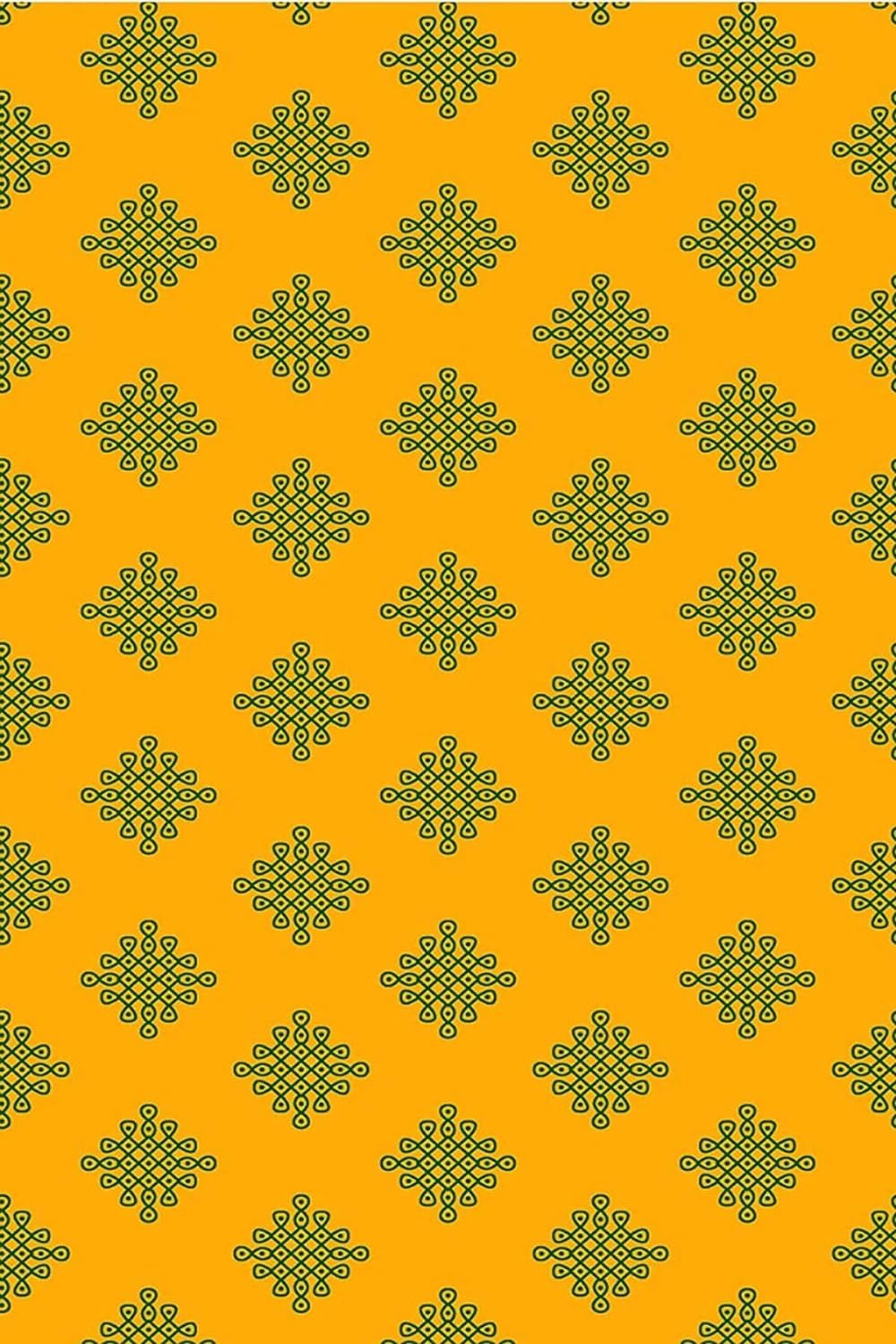 PELLISANDADI Stylish Yellow Backdrop Cloth for Pooja Decoration, Traditional, Background Decoration | Curtain Cloth for Festival Fabric (Small Muggu Mango with Green) (5x8 Feet)-image-3