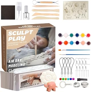 Arcilla Al Aire Para Niños - Plastilina Suave Para Modelar Con Pinturas De 12 Colores,Materiales para Cerámica y Manualidades Escolares y Regalos San Valentín Cumpleaños Navidad Aula