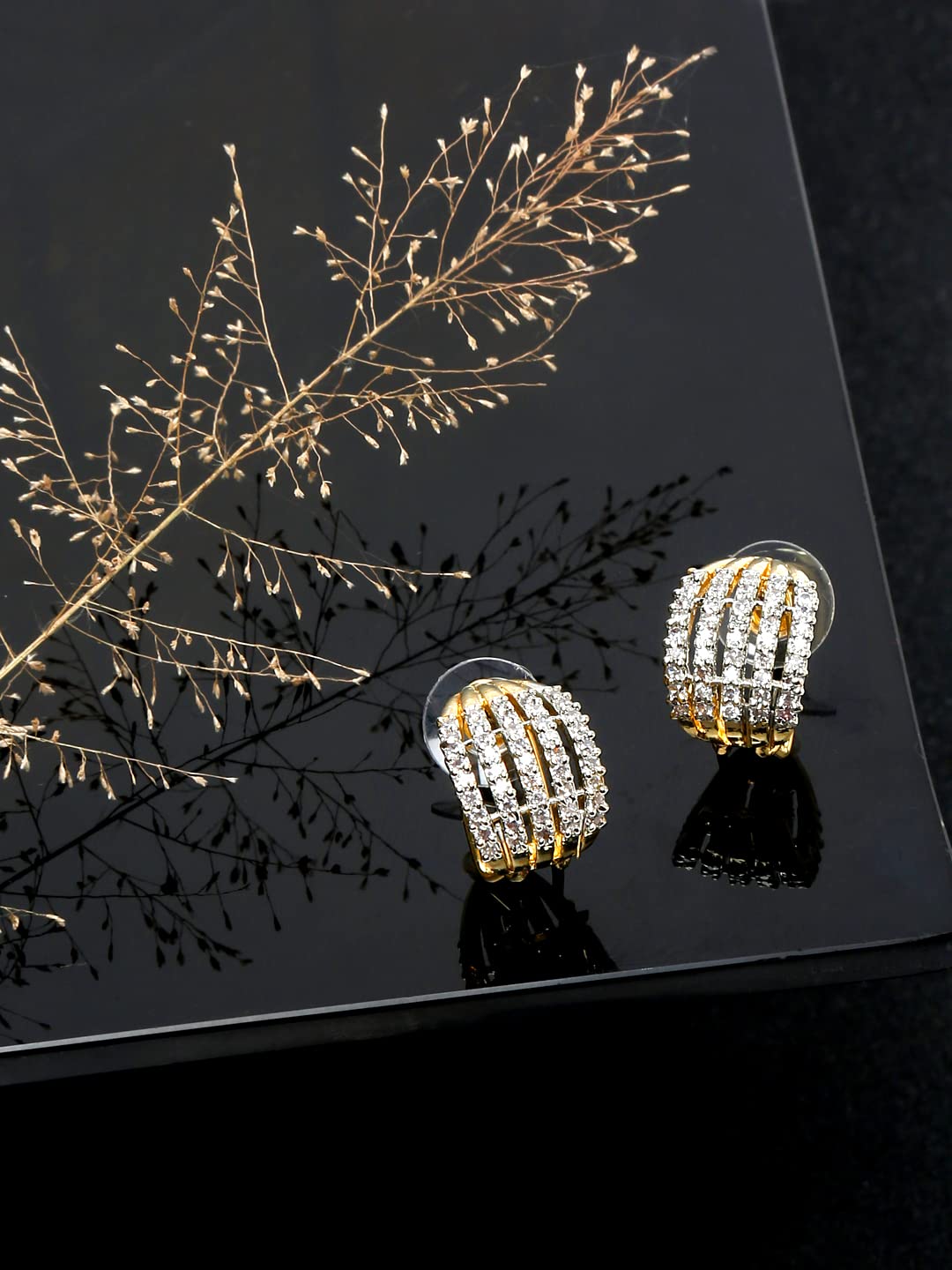 American Diamond Studded Huggie Earrings