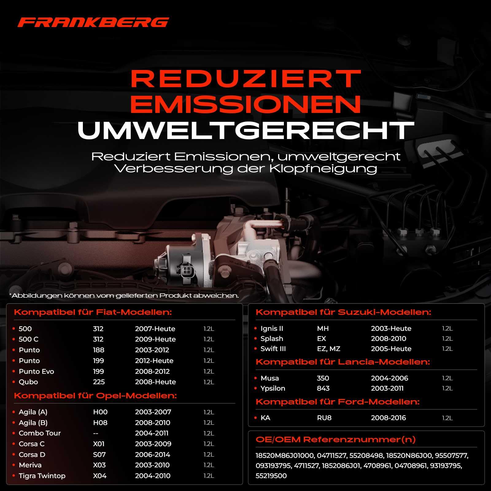 Frankberg AGR-Ventil Abgasrückführungsventil Diesel Kompatibel mit Corsa D S07 Corsa C Kasten/Schrägheck X01 Corsa C X01 Meriva X03 Tigra Twintop X04 Replace# 18520N86J00