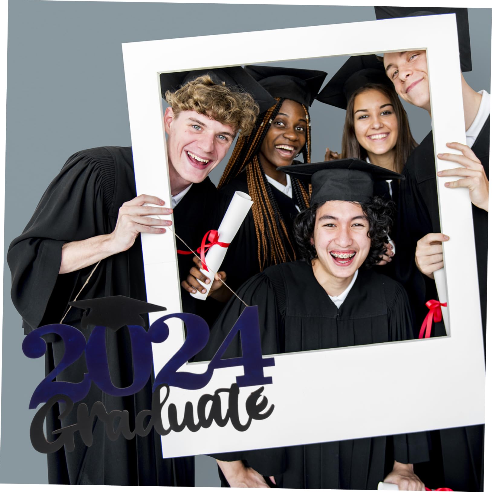 PRETYZOOM 4 Stück 2024 Abschlussschild-anhänger Zeichen Abschluss Fotografieren Stütze Bild-Requisiten Party Photobooth Requisiten Abschlussfeier-Requisite Abschlussfeier Liefert Holz